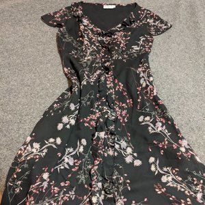CDC black floral dress wtih silver accents